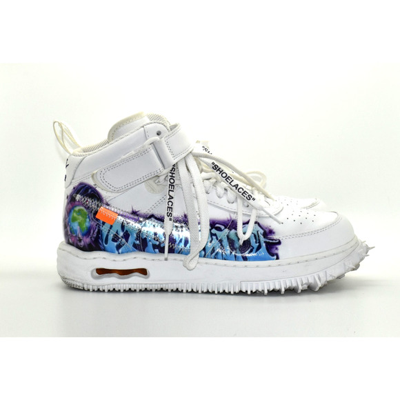 C6 Auth NIKE AIR FORCE 1 Mid X OFF-WHITE Graffiti Spikes Shoes DR0500-100 Size 8